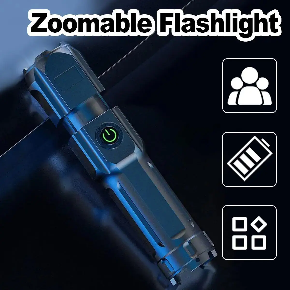 

Led Flashlight Handheld Rechargeable Energy Saving Zoom Tactical Waterproof Usb Charging Telescopic Multifunction Tool Emergency
