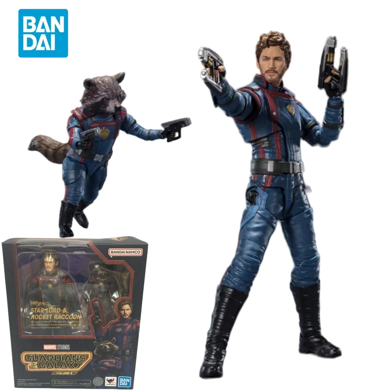 Bandai Original Marvel Guardians of The Galaxy Vol.3 Anime Figure SHF Star-Lord Rocket Raccoon Action Figure Toys for Kids Gift