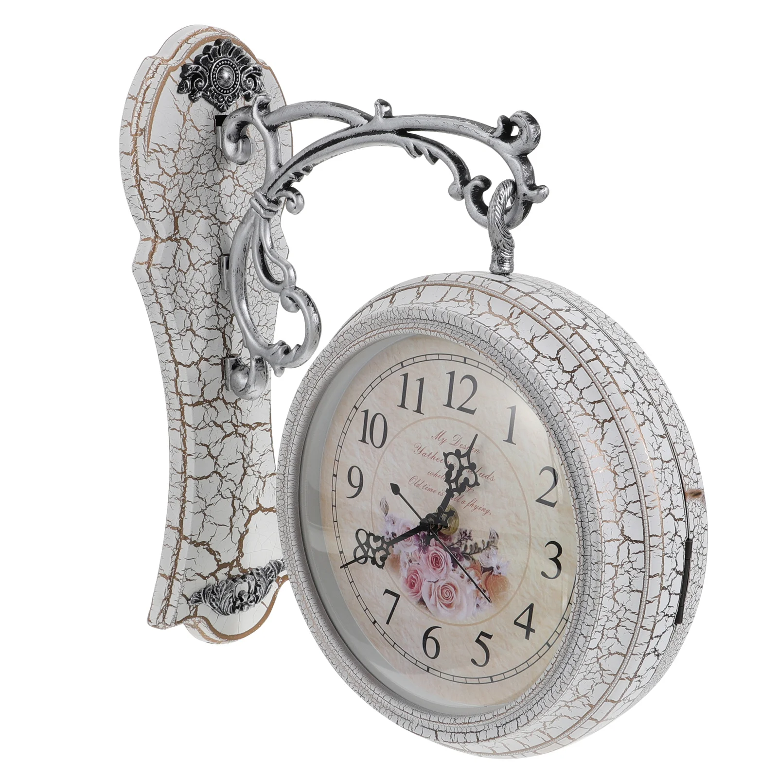 

Retro Wall Clock Doitool Home Decor Wrought Iron Round Wall Hanging Double Sided Retro Station Clock