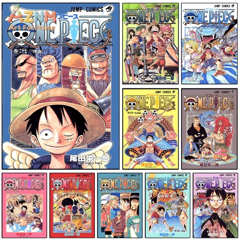One Piece Manga Volume Cover Canvas Wall Art Luffy Anime Unframed Canvas Print Jump Comics Poster for Boys Bedroom Living Room