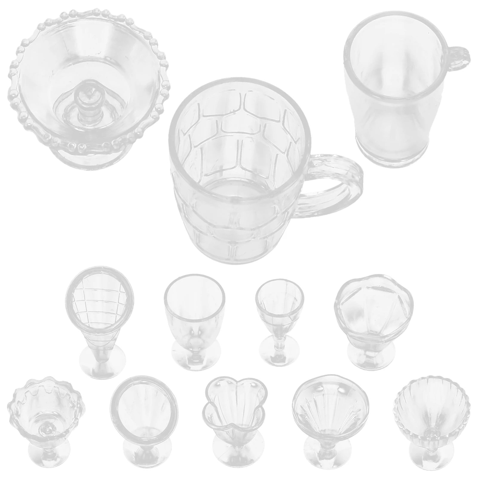 

4 Sets 12 Pieces Ice Cream Crystal Cup Miniature Cups Dollhouse Accessories Plastic DIY Crafts Decoration Mini Mugs Mini Beer