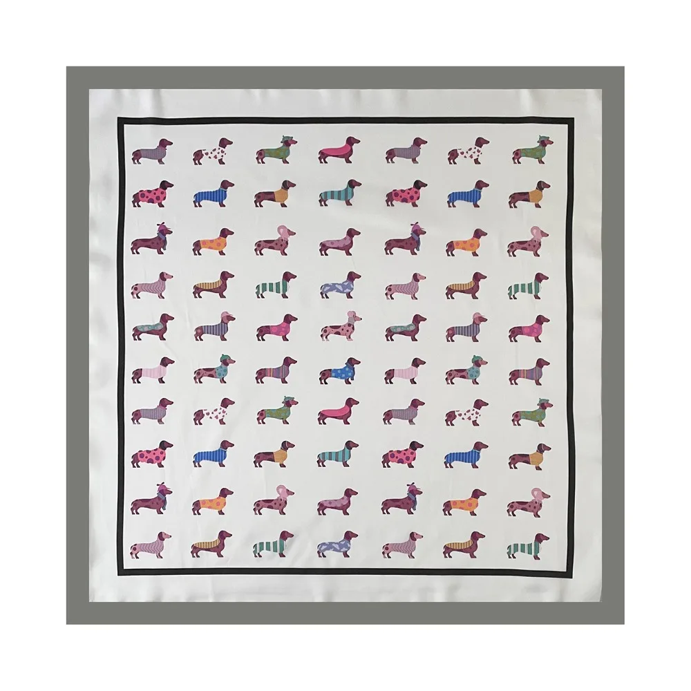 Printed Dachshund Print Print Scarf Y2K Spicy Girls Animal Printed Silk Scarf Geometric Shape Hip Hop Punk Bandana Outdoor