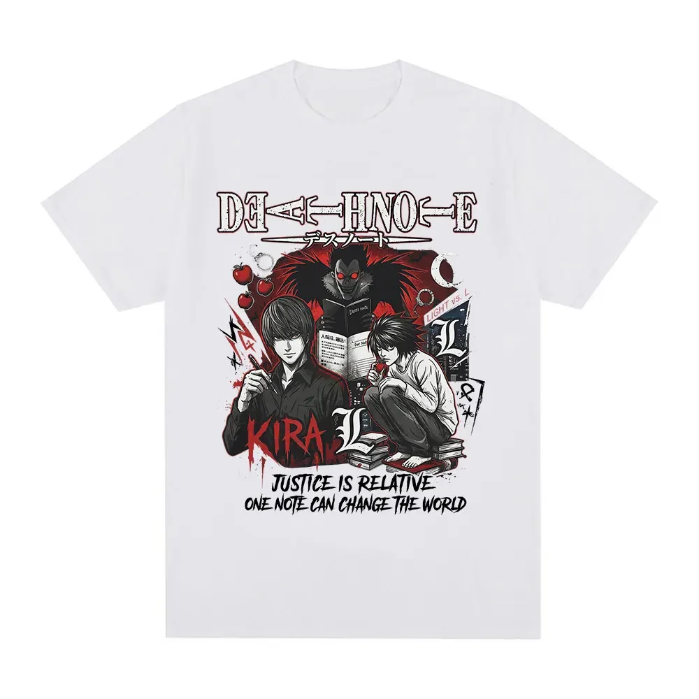 Death Note Ryuk Yagami Light Manga Grafik-T-Shirt Vintage Washed Gothic Anime Unisex Oversized Rundhals Baumwoll-Kurzarmshirt