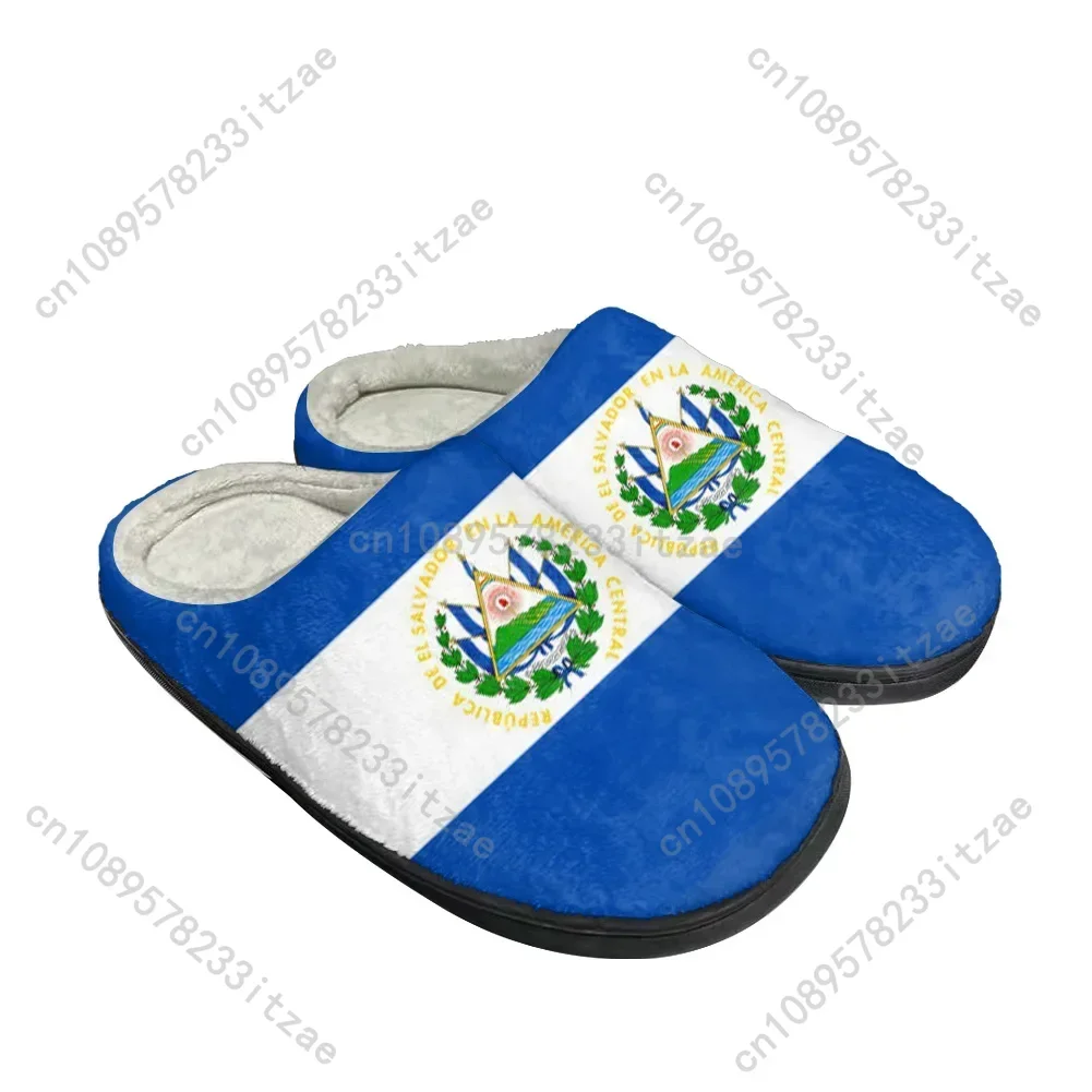 Hot El Salvador Flag Fashion Cotton Custom Slippers Mens Women Teenager Plush Casual Keep Warm Shoes Thermal Comfortable Slipper