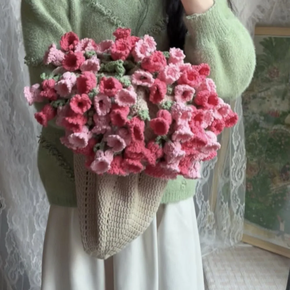 

Crochet Rose Bouquet Blanket Fashion Finished Flower Bouquet Blanket Sunflower Carnation DIY Craft Artificial Knitted Blanket