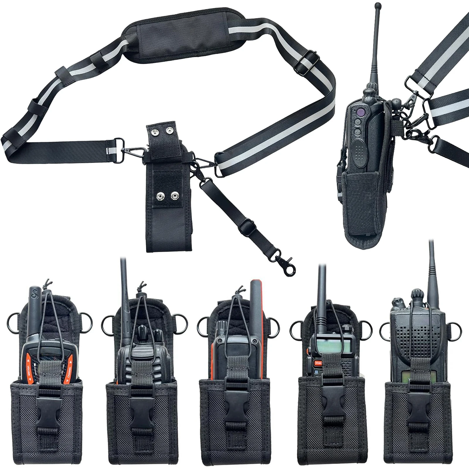 

Walkie Talkie Carry Bag Radio Pocket Holder Package Pouch Case Anti-Sway Walkie Talkie Holster Featuring 3M Reflective Strips