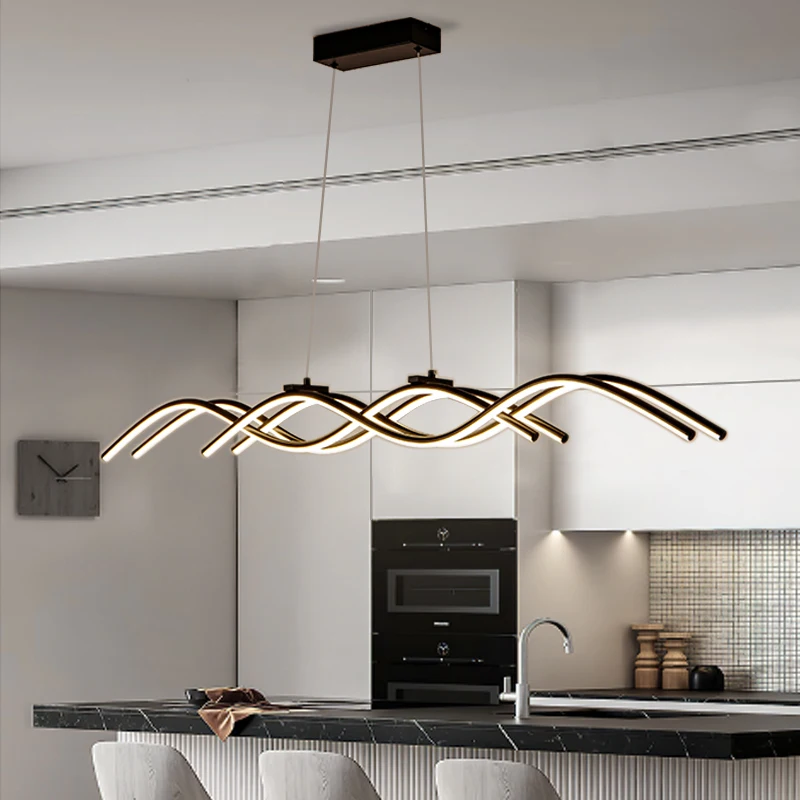 

Modern Decorative Chandelier Long Linear Lamp Modern Three Ring Restaurant Acrylic Dimmable Led Design Pendant Light