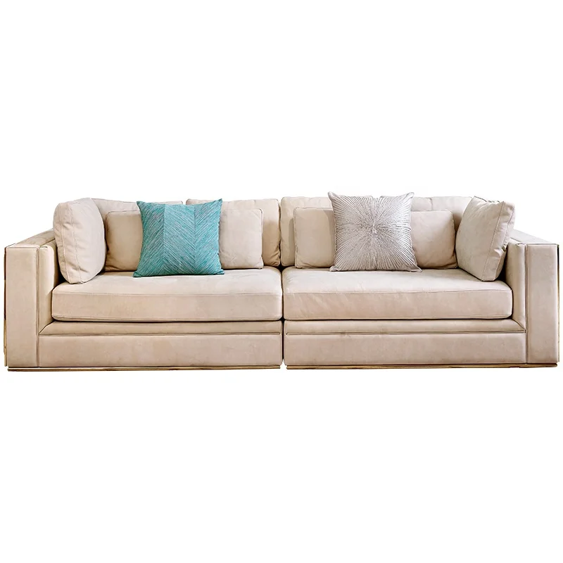 Light Luxury Italian Living Room Furniture Fancy Sofa Set Leather Sectional Sofa