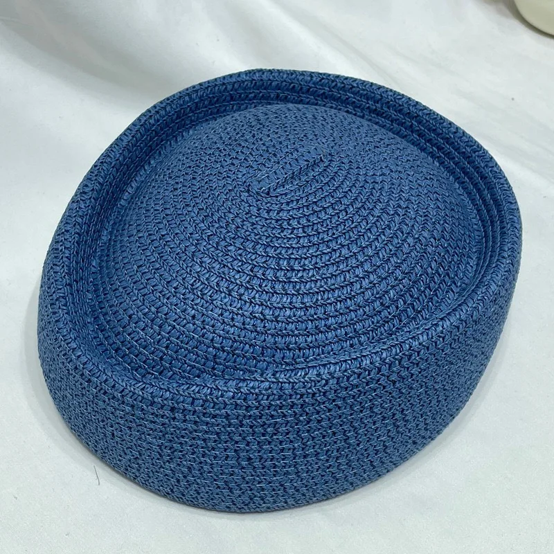 Sommermode Papierstrohhut Tropfenform Damen Stewardess Baskenmütze Sonnenhut Flugbegleiterin Vintage Pillbox Hut Bonnet Enfant – Detail 11