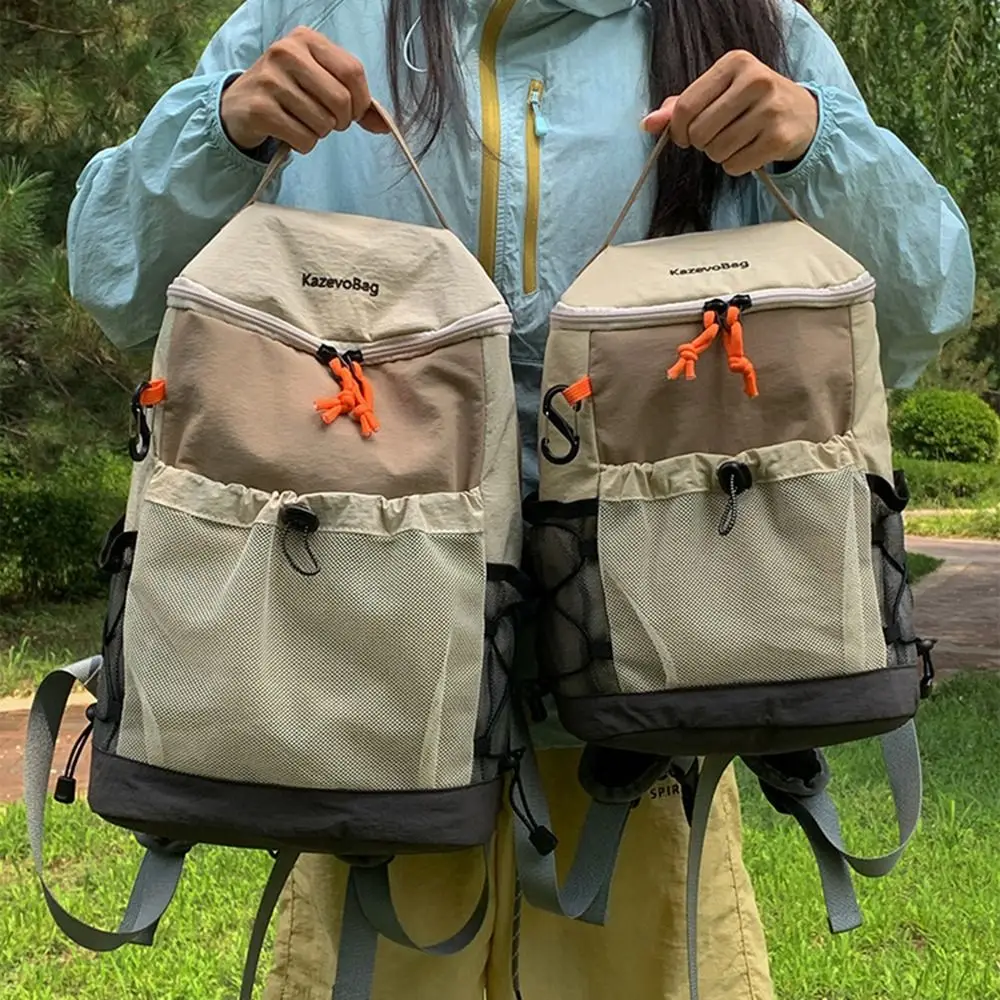 

Дорожная школьная сумка с несколькими карманами и шнурком, уличный рюкзак большой вместимости, легкий нейлоновый походный рюкзак