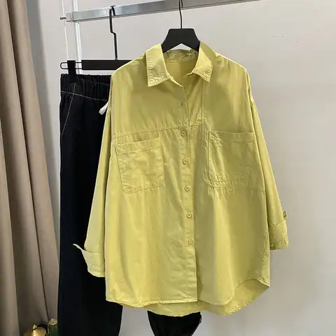 벚꽃 색상 여성용 긴팔 셔츠 캐주얼 레이어드 착용 봄 가을 스탠드 칼라 표준 길이 프린트 패턴