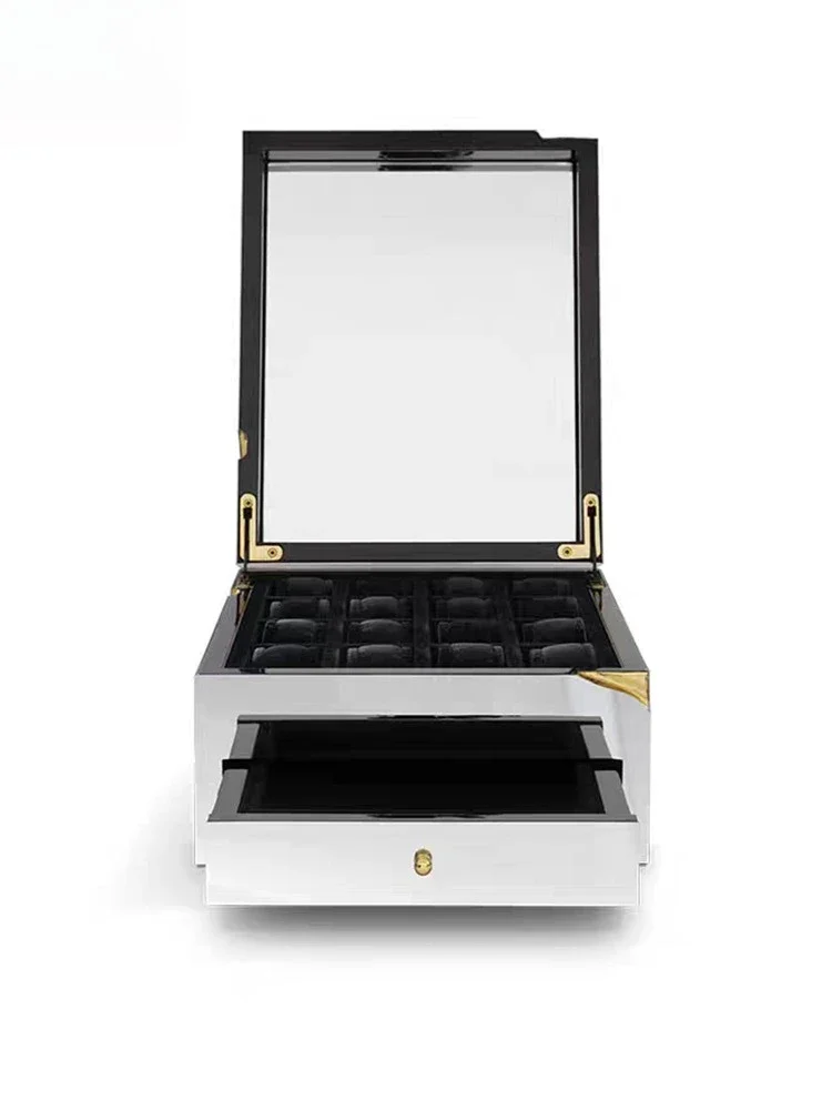 Italian light luxury stainless steel watch box Villa art fashion home multi-storage watch box