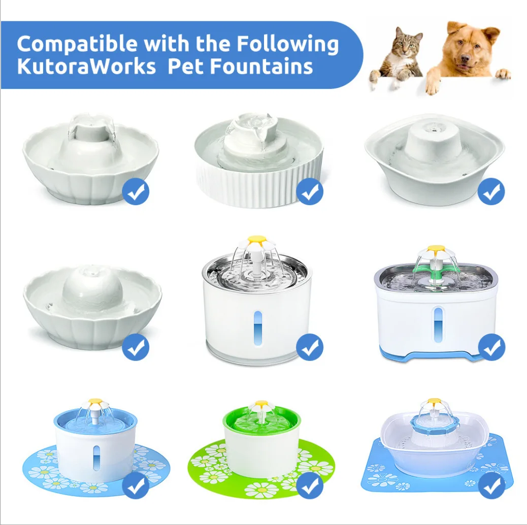 USB Wasserpumpe LED Licht Haustier Katze Wasser Brunnen Motor Ersatz für Katze Blumen Trinknapf Spender Haustier Zubehör – Detail 11
