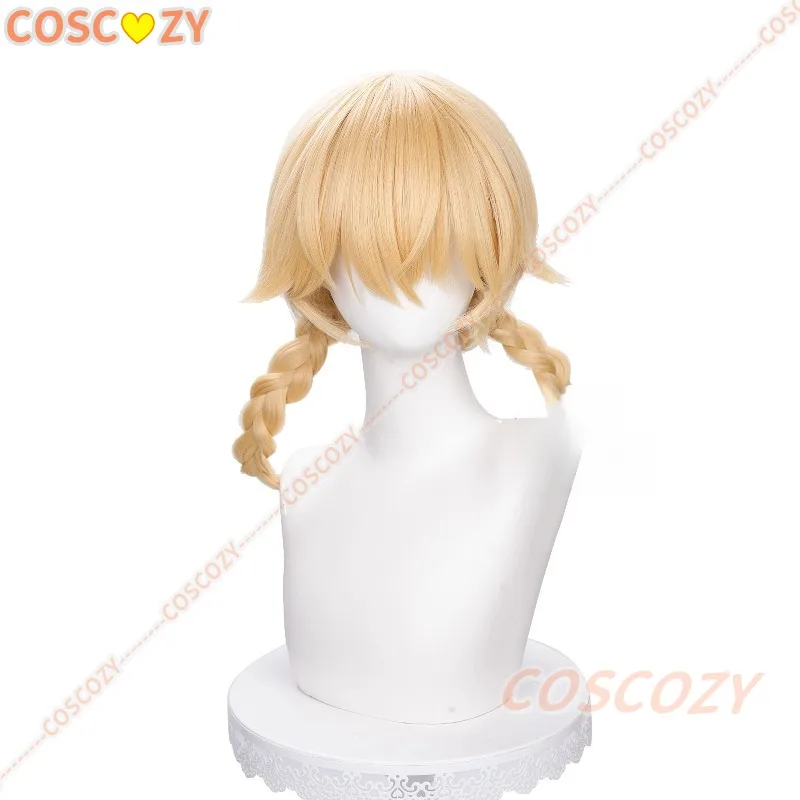 Genshin Impact Jahoda Cosplay Pruiken Gouden Haar Dubbele Vlechten Hittebestendige Vezel Haar Halloween Party Prop voor Vrouwen Meisjes Cos