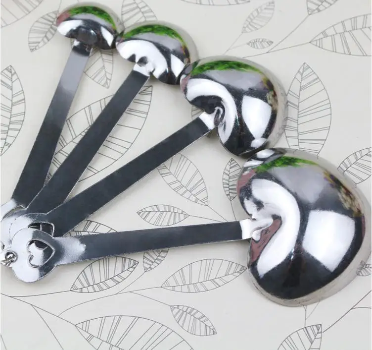 Dhl 100 Set/400pcs Love Beyond Measure Heart Shaped Measuring Spoons+wedding Favors Gifts Wholesale