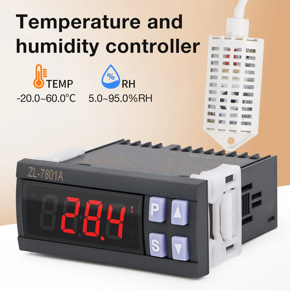 

ZL-7801A Temperature and Humidity Controller Egg Incubator Thermometer AC100 ~ 240V Thermostat Switch for Incubator Climate