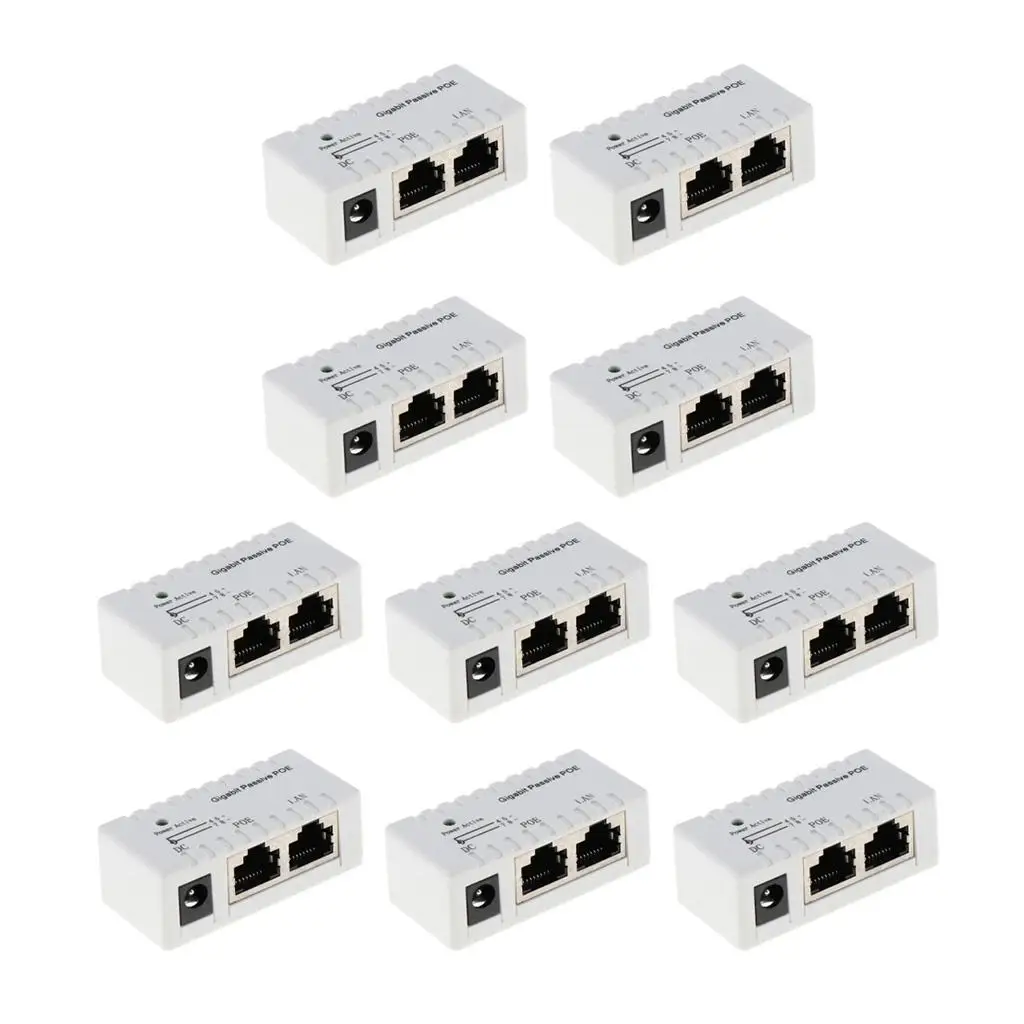 Ethernet Poe Adapter Gigabit Passive Power Module 10 Pack for Wireless Access Point and Network Bridge Devices