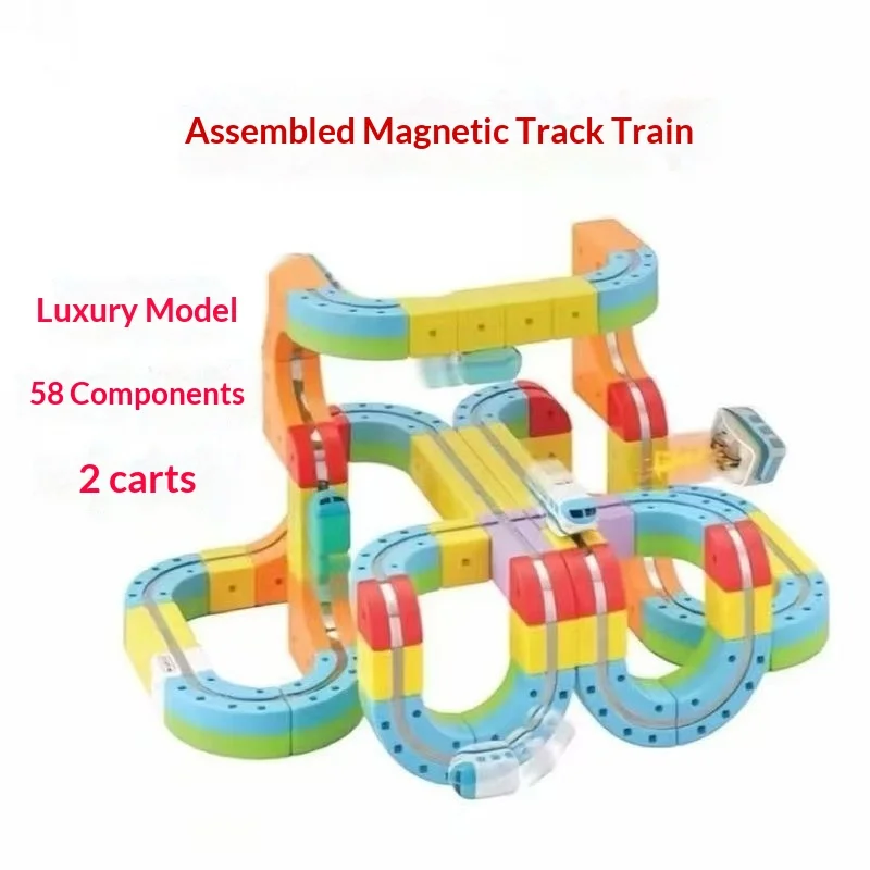 Magnetic Track Car Magnetic Monorail Luxury Set Building Toy for Kids, Versatile Magnetic Puzzle Car Gift for Boys and Girls