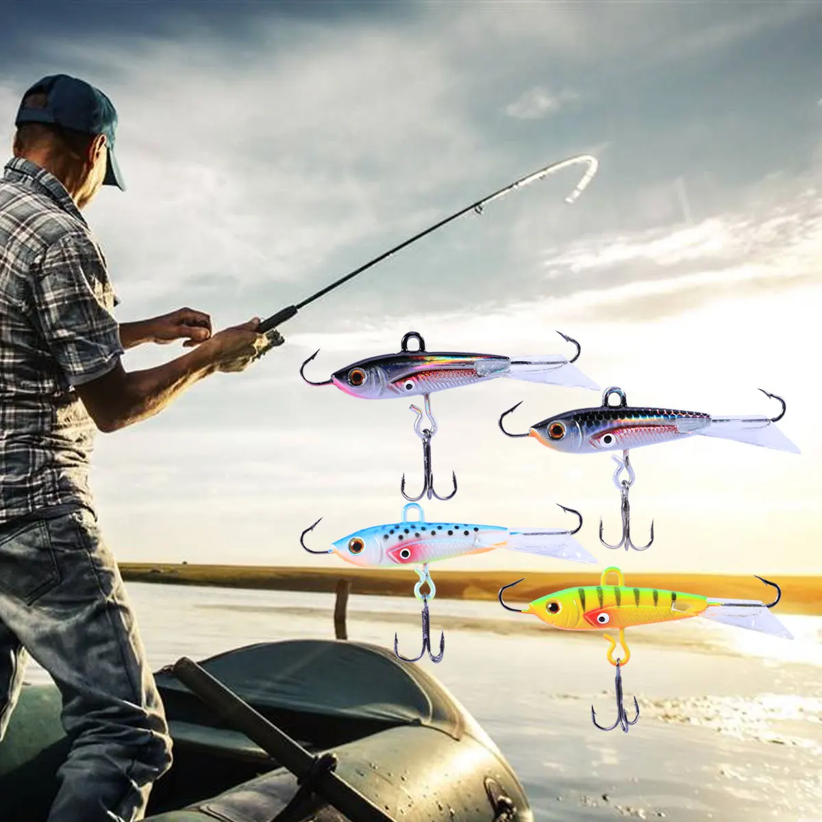 

4Pcs 60Mm 10.5g Hard Metal Fishing Lure Quality Bass Fishing Bait Strong Hook Vivid Simulation Lure for Salmon Pike Black Bass