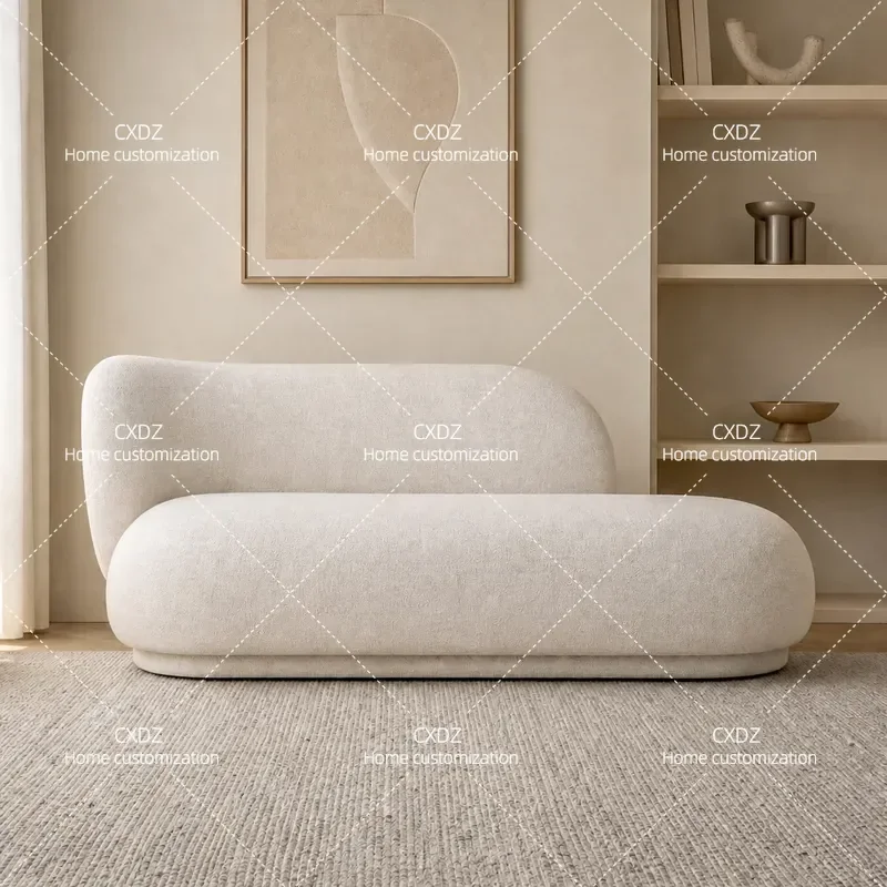 Nordic Modern Fabric Sofa 3 Seater Curved Design Simple Large Couch for Small Apartment Living Room Contemporary Furniture