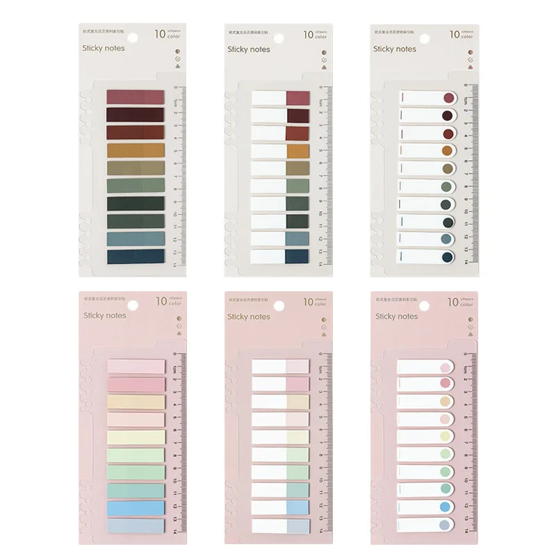 Students 200pcs Solid Color Planner Stickers Index Bookmark Novelty Notes Memo Pad Loose-leaf Sticker Bookmark Page Sticker