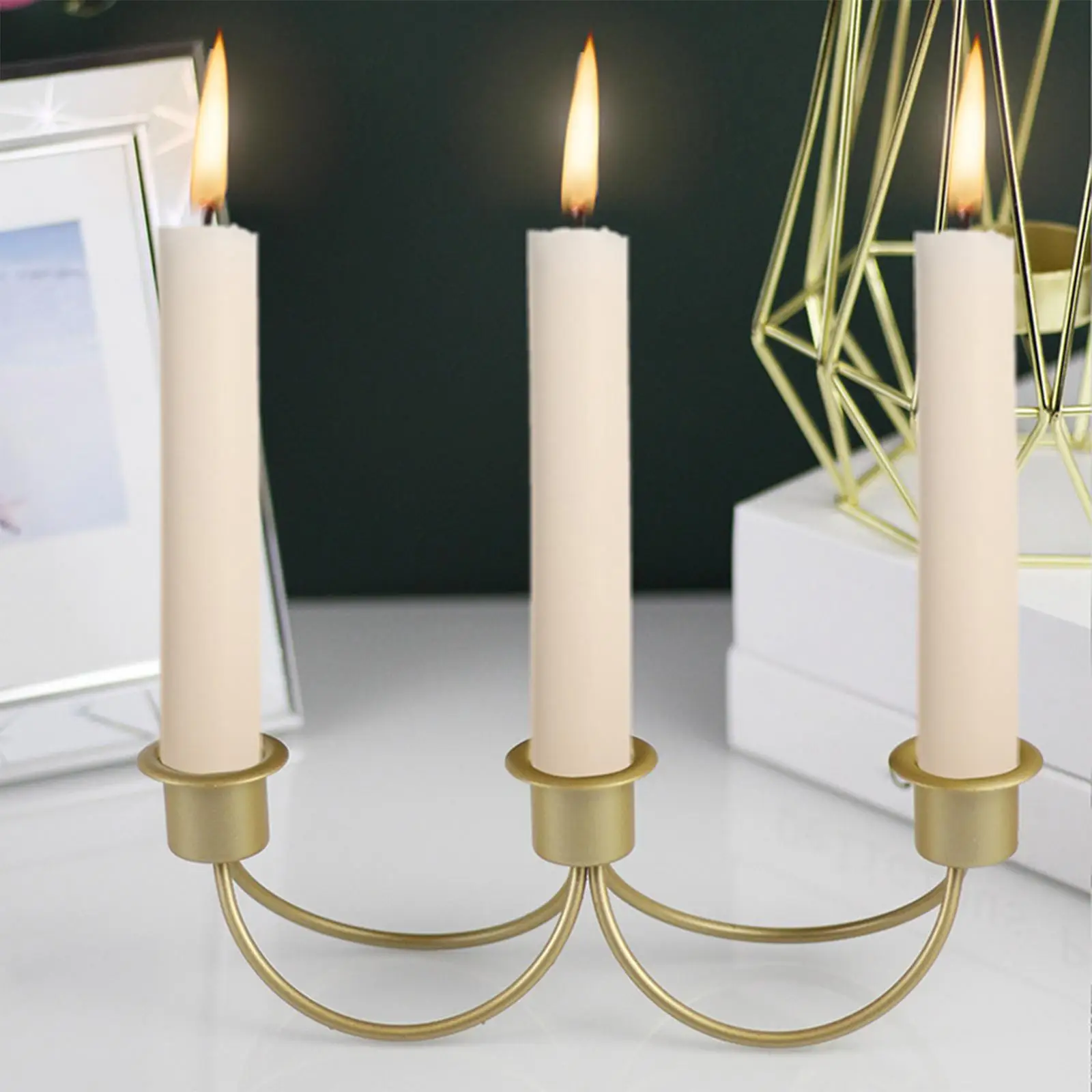 3 Arms Candle Holder Elegant Table Centerpiece Metal Candle Stick for Anniversary Party Banquet Living Room Home Decor Dinning