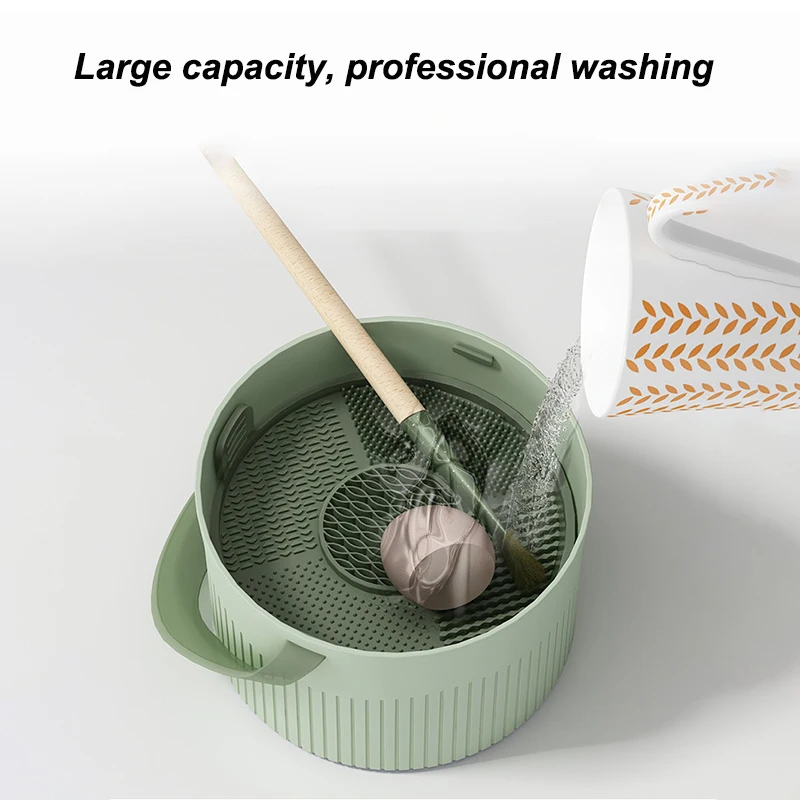 Spazzola per trucco in silicone 3 in 1, tappetino per ciotola pulita e stendino - Strumento per pulizia e asciugatura all'aria dei pennelli cosmetici, kit organizer per strumenti di bellezza
