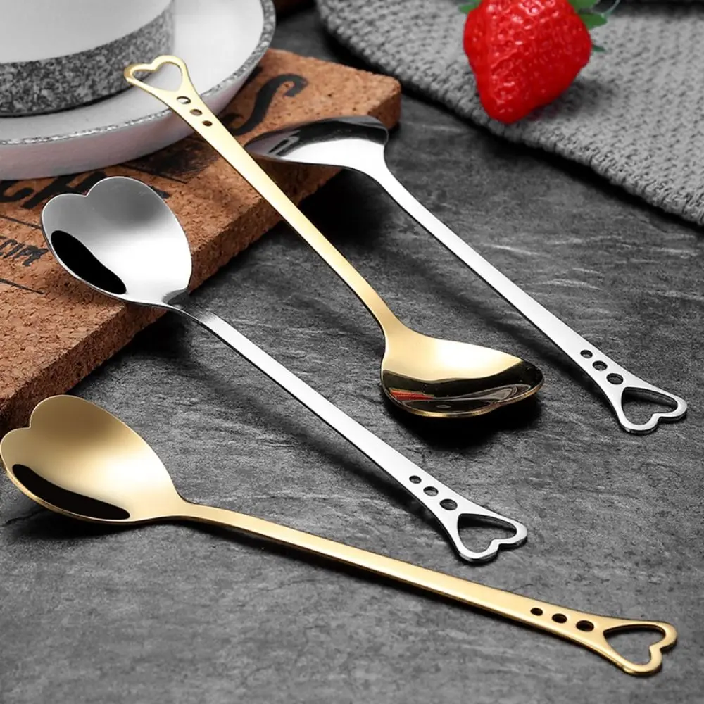 Stainless Steel Heart Shape Coffee Spoons Hollowed Out Heart-shaped Coffee Spoon Stirring Spoon Teaspoon Coffeeware