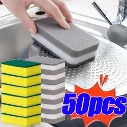50/5pcs Magic Cleaning Sponges Double-sided Reusable Kitchen Sponge Wipes Pan Pot Dishwashing Scouring Pads Brush Clean Tools