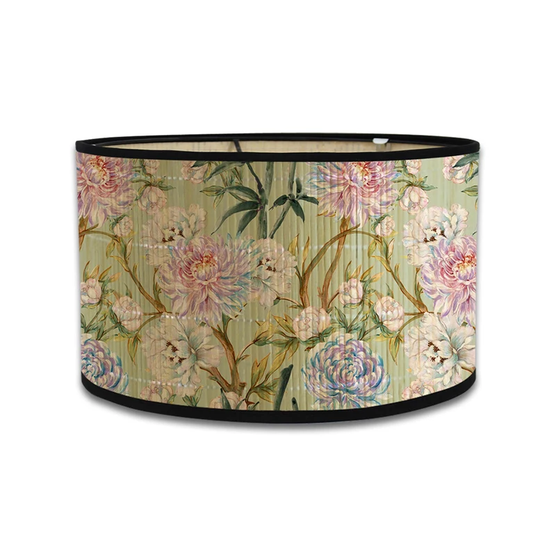 Nordic Style Flower Pattern Lamp Shade Bamboo Retro Art Lampshade Chandelier Ceiling Light Cafe Homestay Room Decor Lamp Cover