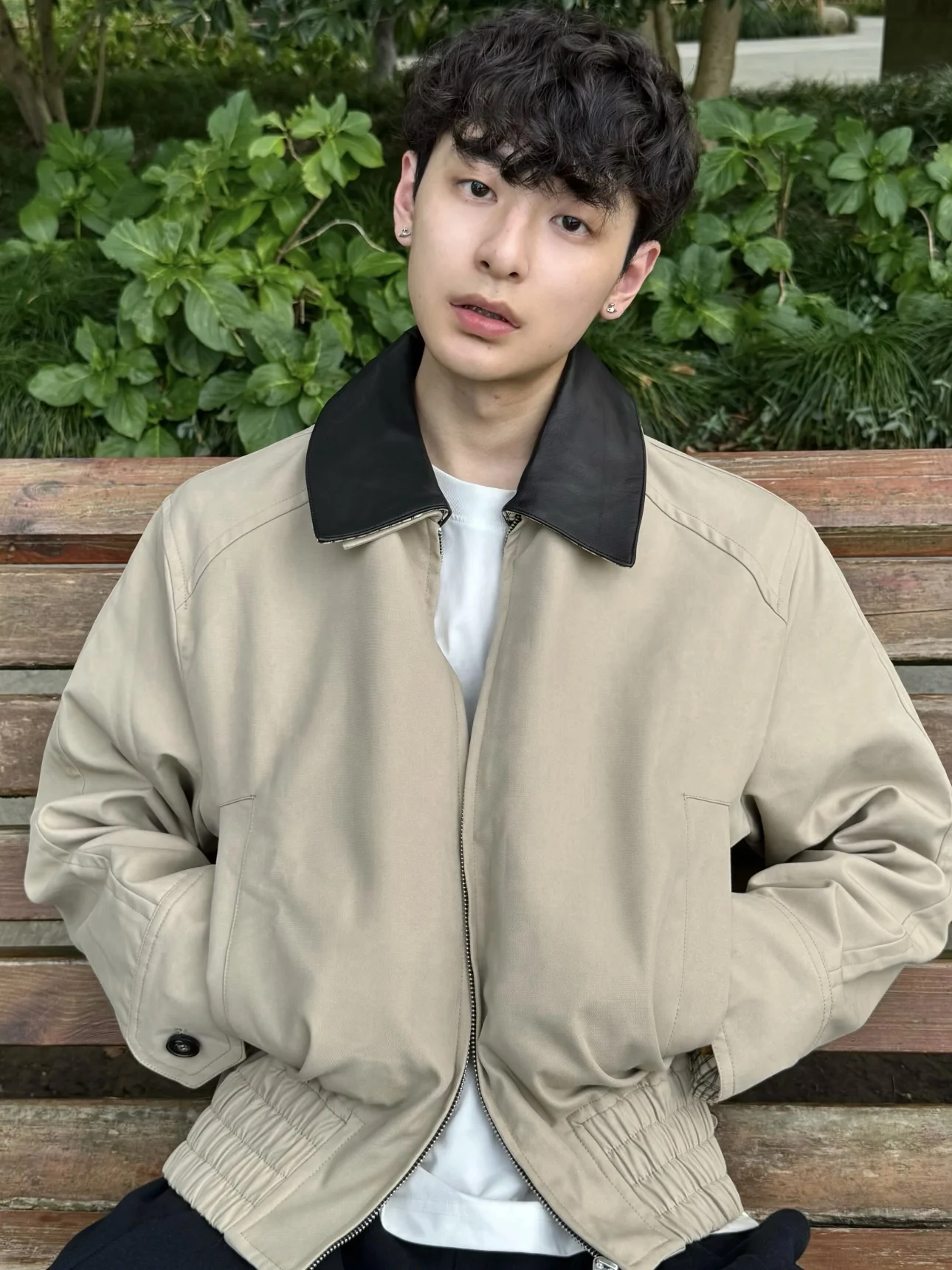 

Retro American Plaid Patchwork Leather Collar Jaet Men's Autumn Winter Commute ort Wide Boxy Barn Sle Coat