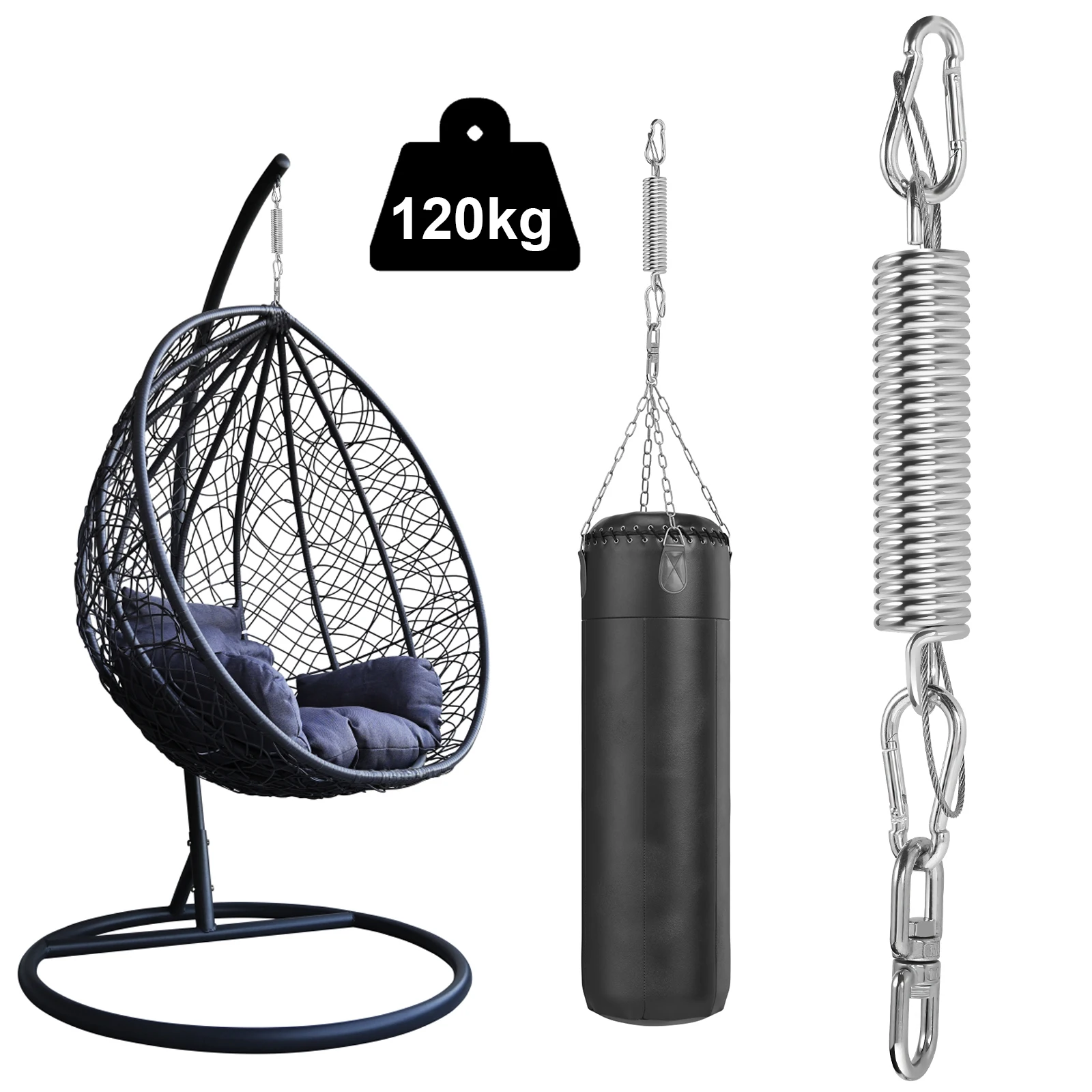 Hanging Chair Lounger Swing Spring Hammock Hangers Suspension Hook Steel Heavy Duty Swing Spring 265lbs Weight Capacity