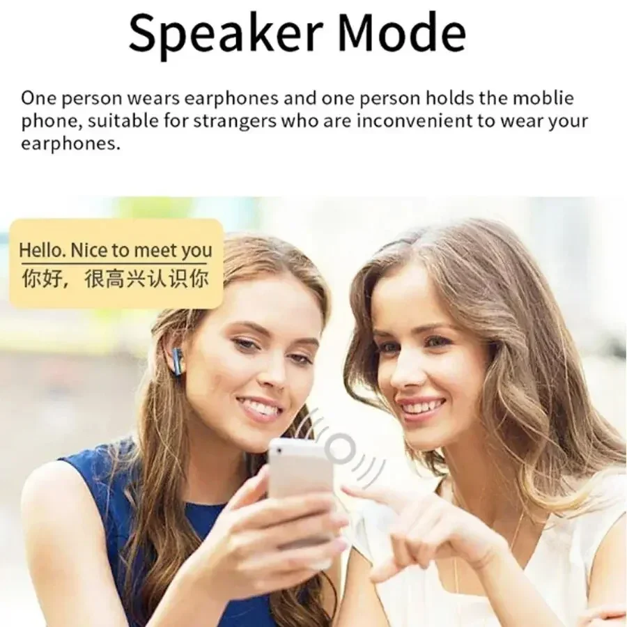 Bluetoothワイヤレス翻訳イヤフォン,アプリ,旅行翻訳,114言語,同時にリアルタイム,2024