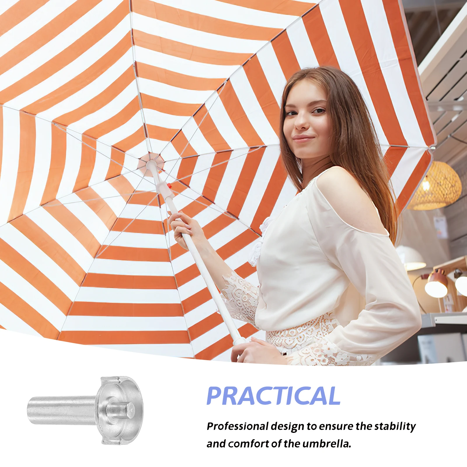 

1pc Roman Umbrella Shaft Fixed Rod Patio Umbrella Accessories Heavy Duty Metal Replacement for Patio Garden Accessories Silver