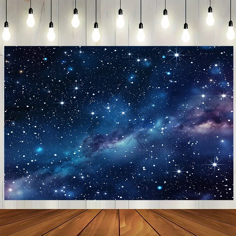 VIKAMA Dark Blue Galaxy Starry Sky Tapestry Milky Way Stars Backdrop For Birthday Wedding Photo Booth Bedroom Wall Decor