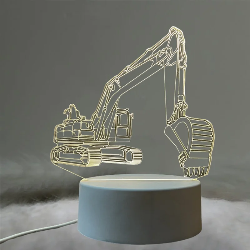 

ABLJ 3D Acrylic Light Excavator Truck With Night Light Base Kids Anniversary Gift Ideal For Kids Room Decor