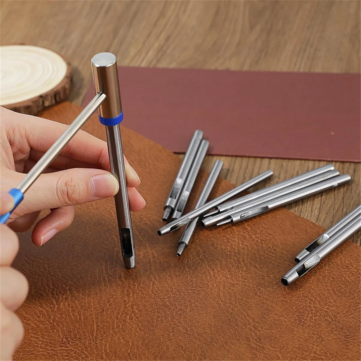 Conjunto de ferramentas Leather Hole Punch, Correia de relógio, Redondo, Cintos, Lona, 0,5mm-5mm, 10 peças