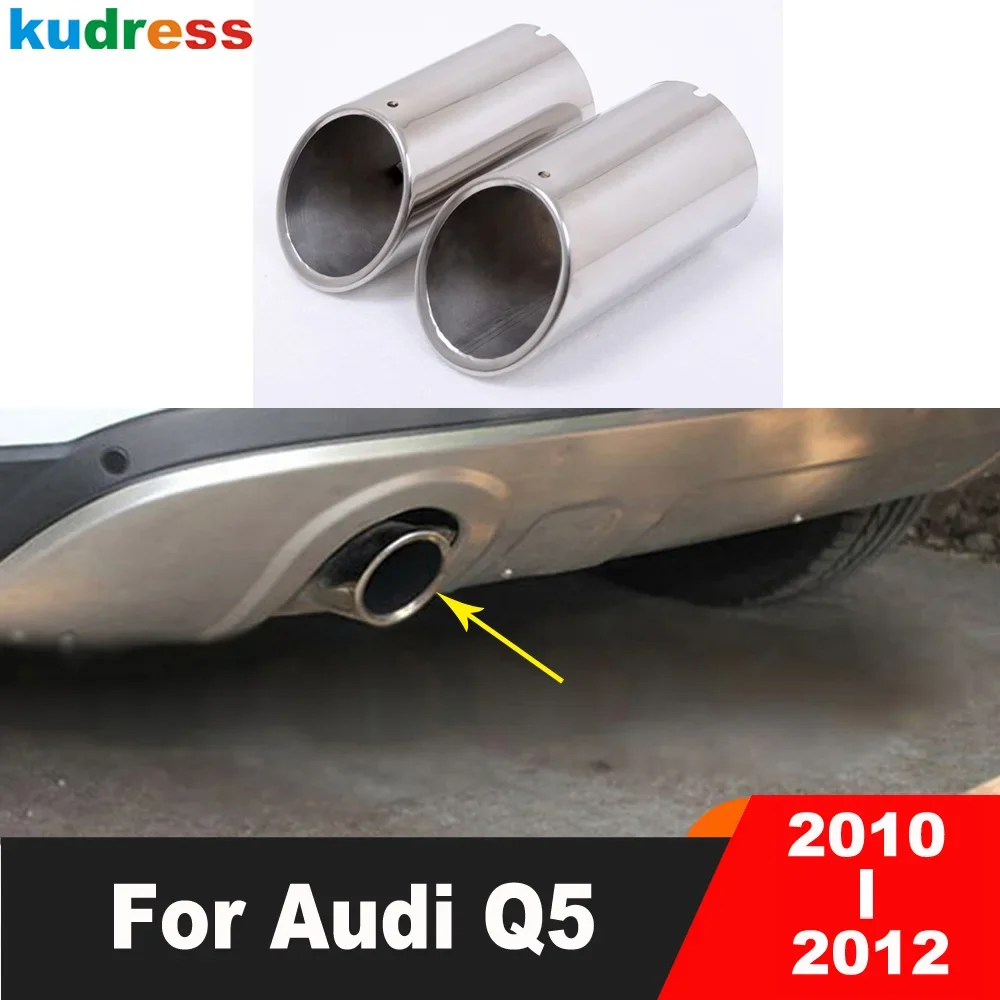 

Rear Exhaust Muffler Tip For Audi Q5 2010 2011 2012 Stainless Steel Tail Exhaust Muffler Pipe End Silencer Trim Car Accessories