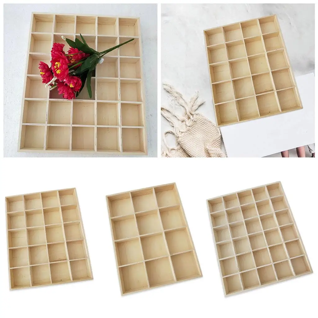 

Various wooden storage cases without cover divided display case for