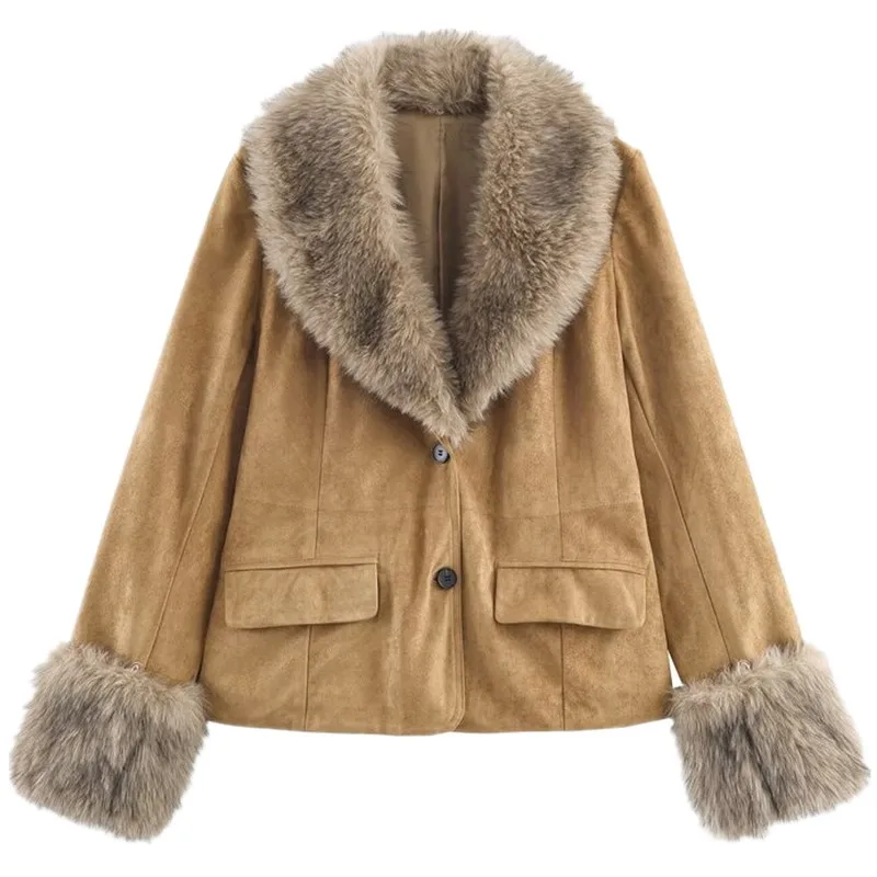 شتاء جديد وصول المرأة Faion المخملية بدلة جلدية Jaet تنوعا تصميم طويل Sve زر إغلاق Ele ملابس خارجية