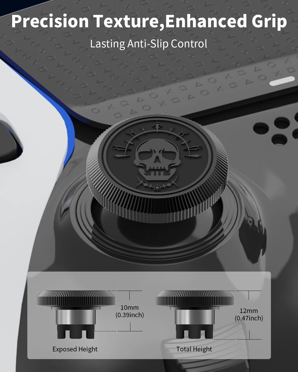 2-Piece Custom Metal Pattern Thumb Stick Grip Joystick Replacement Kit for PS5 DualSense Edge Accessory, Thumb Stick Accessory