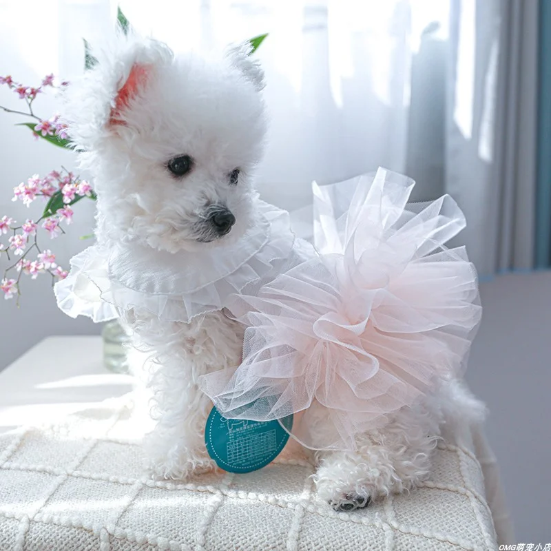 1PC Pet Clothes Cat Spring/Summer Thin Zhizhi Peach Puff Princess Dress Suitable for Small and Medium Dogs