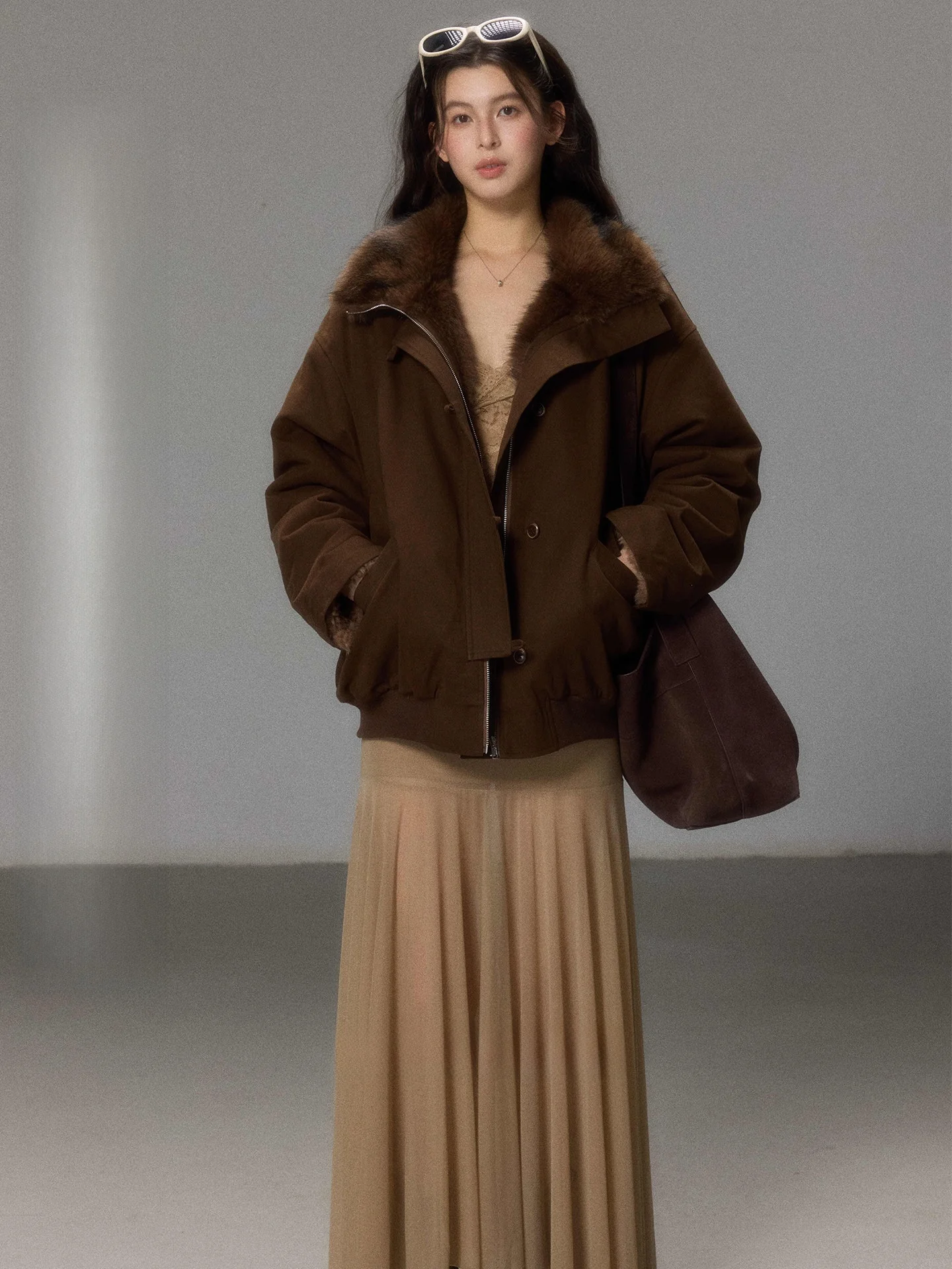 

Women's Cotton Jaet Double Button Thiened Loose Design Sensation Autumn Winter Outerwear Stand Collar Zipper Closure Coat