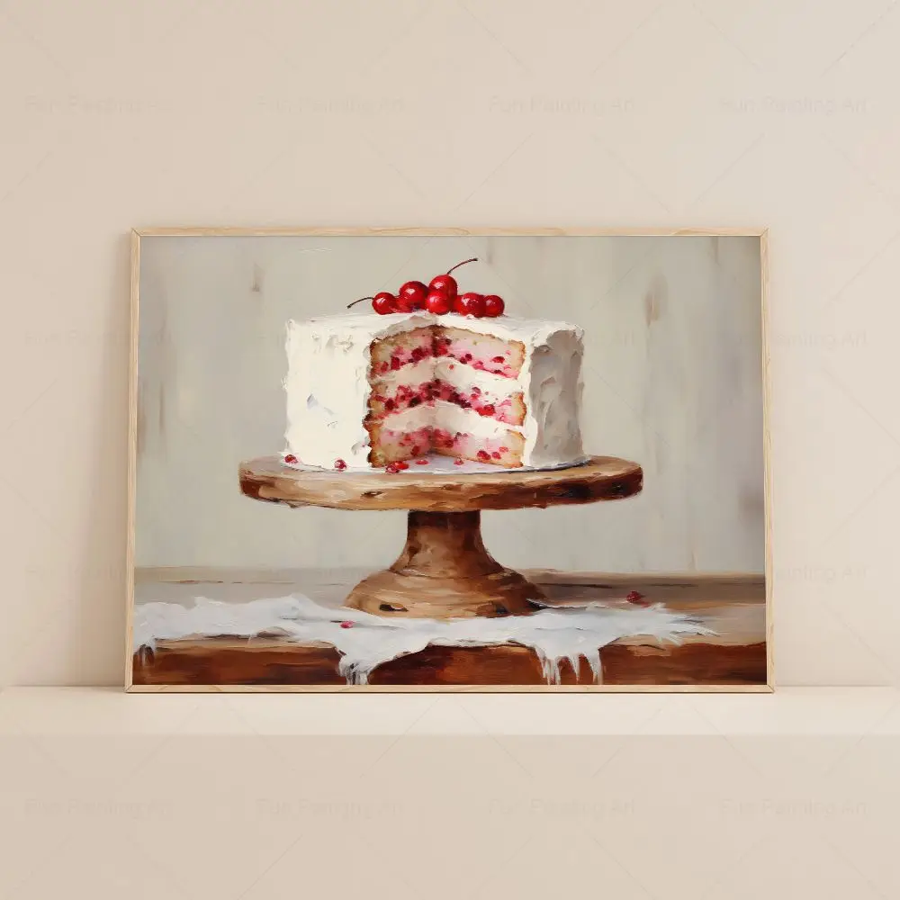 Kitchen Christmas Wall Art Print Cake Pomegranate Cocoa Poster Vintage Drink Food Fruit Canvas Painting for Living Room Decor