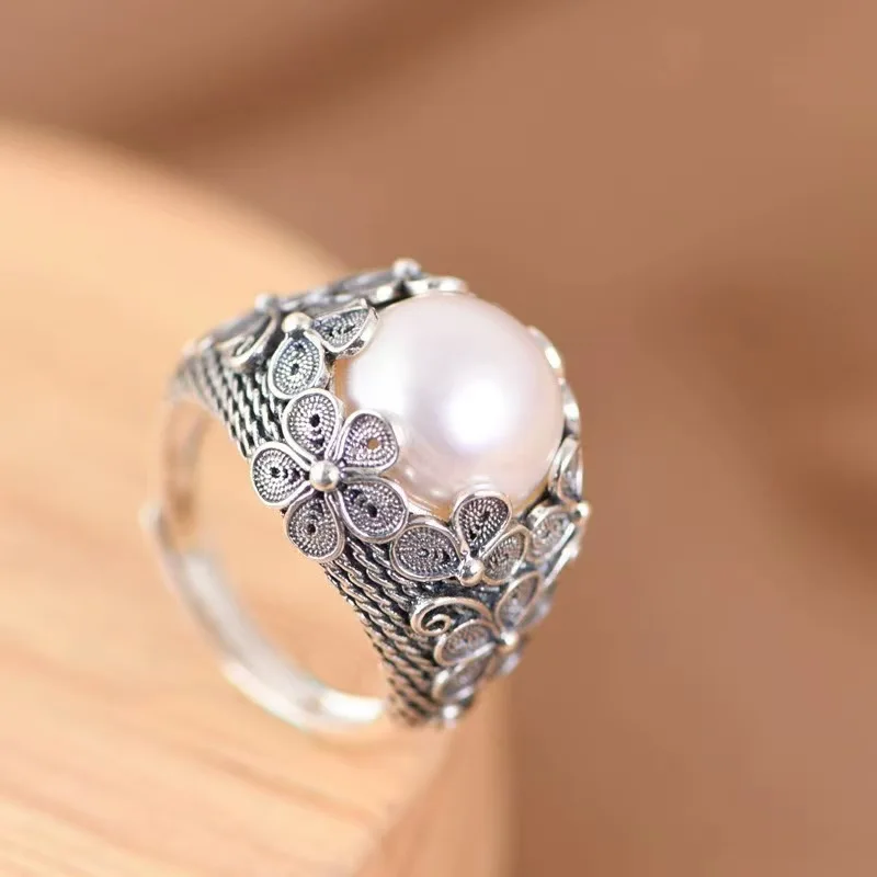 925 Sterling Silver Pearl Rings Luxury Vintage Classics for Women Men Cassic Wedding Engagement Wedding Bands Jewelry Gift view 5
