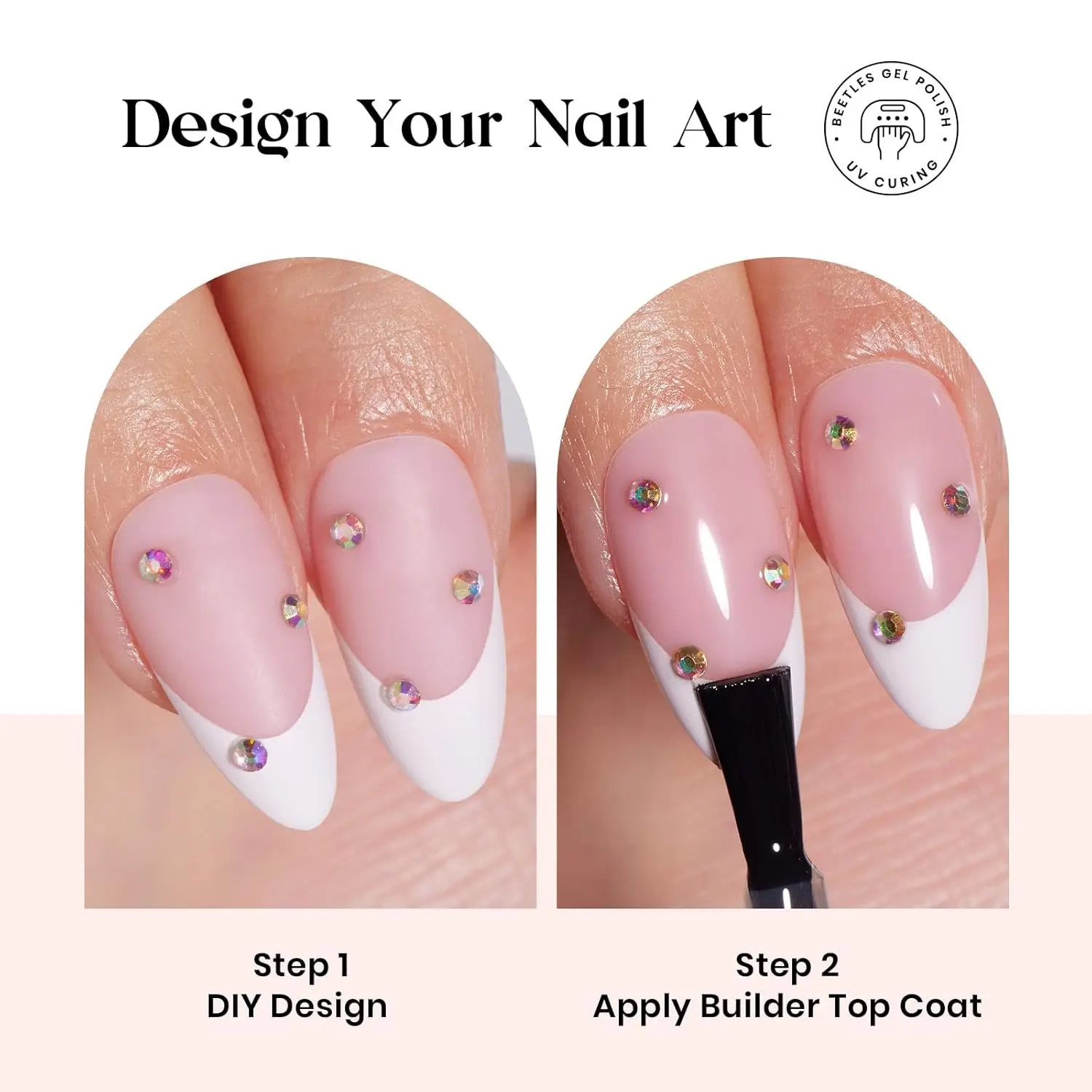 Kit per unghie con stampa di mandorle medie rosa francese pesca - 210 pezzi tutto in uno con colla, rimozione, top coat e lampada per manicure autunnale