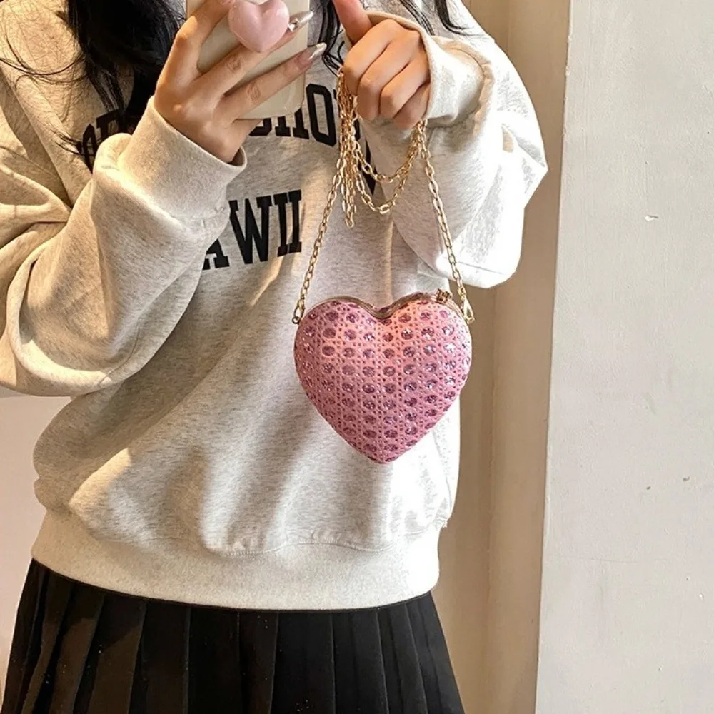 

Mini Heart Evening Banquet Bag Glitter Sequin Box Handbag Chain Single Shoulder Ladies Clutch Bag Party