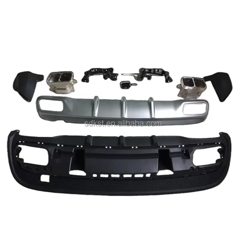 26style GLA45 AMG Rear Diffuser With Silver Black Tips For BENZ X156 2015-2019
