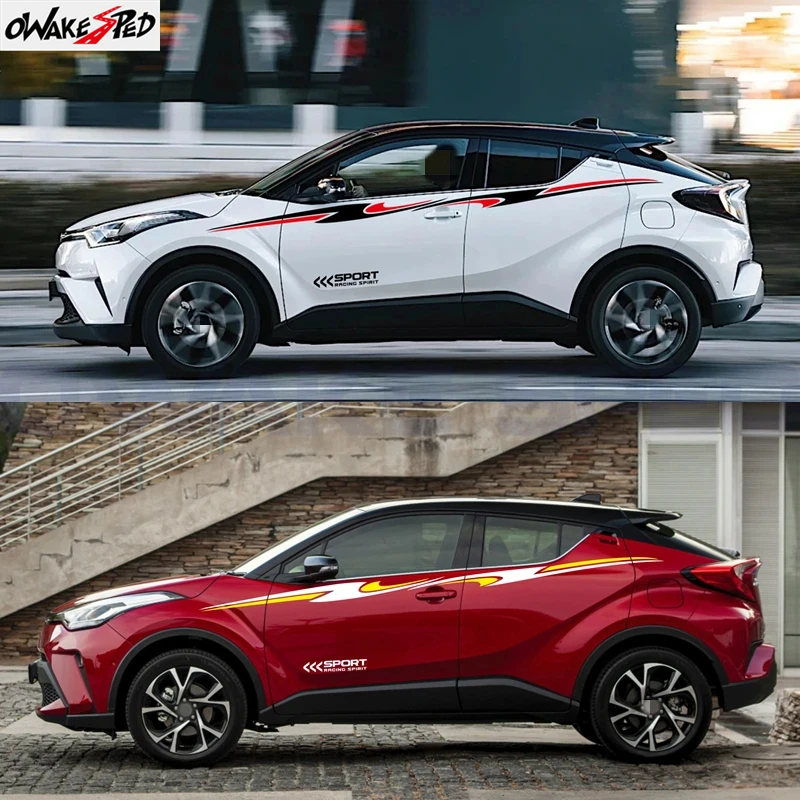 

Гоночная спортивная полоса, наклейка для кузова автомобиля, наклейка для Toyota C-HR, декор для боковой двери автомобиля, виниловая наклейка, спортивные аксессуары «сделай сам»