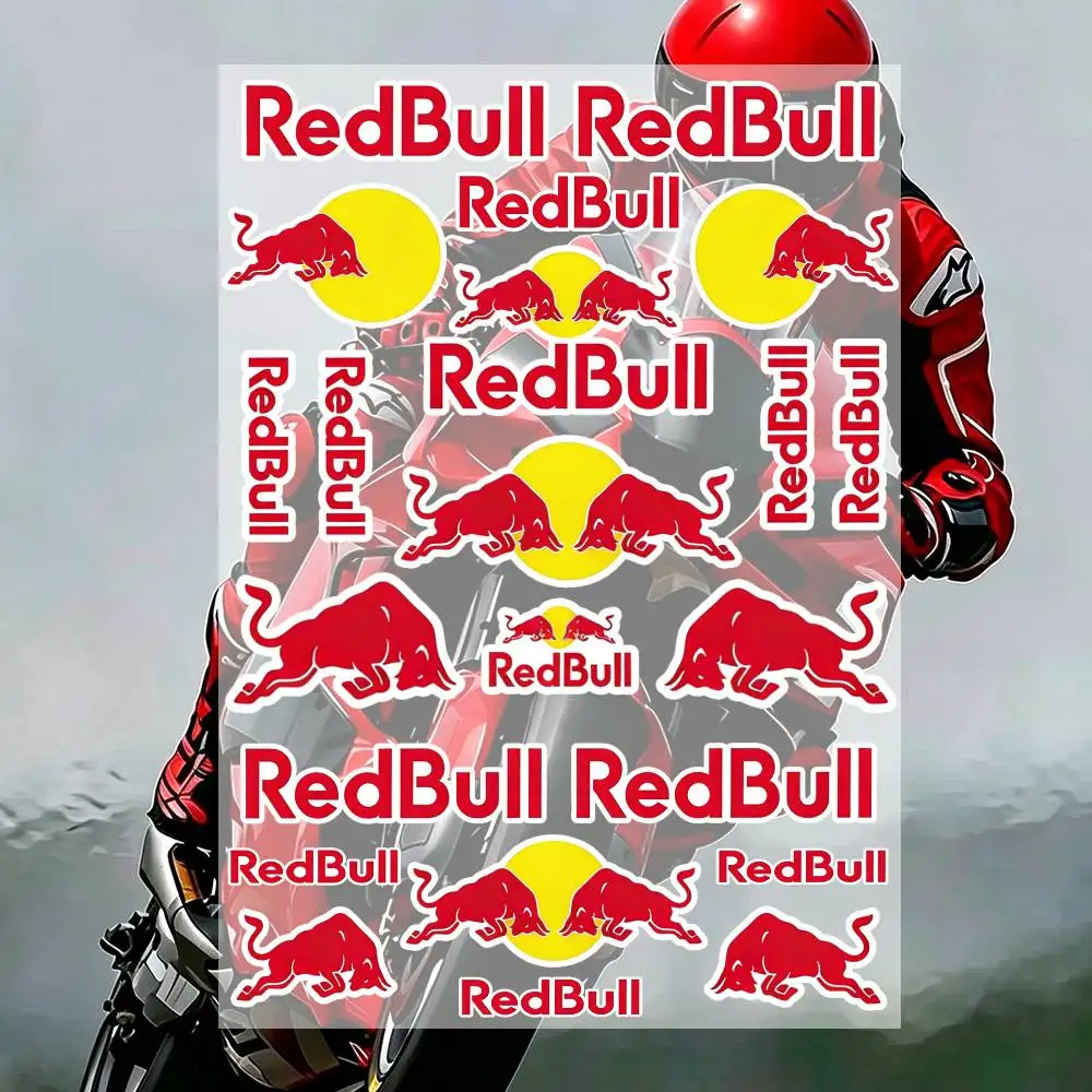Red Bull Creative Motorcycle Stickers Waterproof For Motorbike Fuel Tank Helmet Box Scooter DIY Car Universal Decals